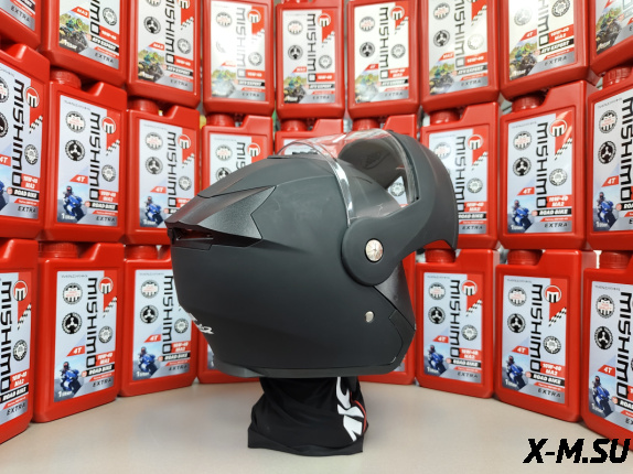 Шлем модуляр HETOSHI X-202 (светополоса,USB-кабель,встр.батарея) цв. Черный матовый р.S  