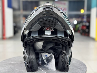 Шлем модуляр HETOSHI XD1-254 цв. Черный с белыми и серыми вставками р. XXL