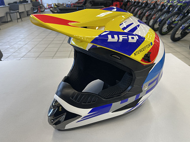 Шлем кроссовый HETOSHI UFD XD1-43 цв. Бело-сине-красно-желтый р. L 