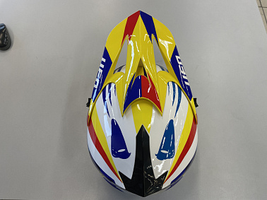 Шлем кроссовый HETOSHI UFD XD1-43 цв. Бело-сине-красно-желтый р. M 